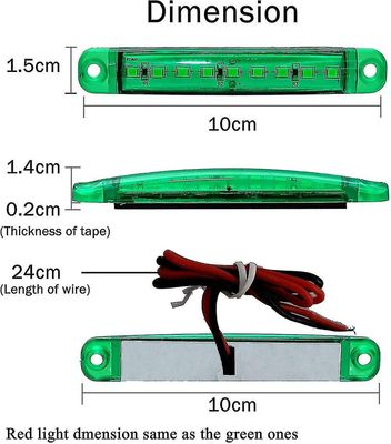 4 Pack Marine navigasjonslys, akterlys, marine LED-lysstrimler - rød og grønn