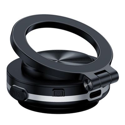 360° pyörivä imukuppipuhelinteline autoon, magneettinen ja kädet vapaasti kiinnitettävä tukeva puhelinteline ajonavigointiin Musta