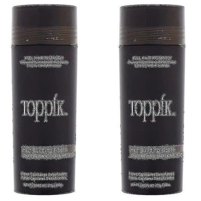 2 kpl Toppik Hair Building Fibers tummanruskea 27.5 g / 0.97 oz hiustenhoito
