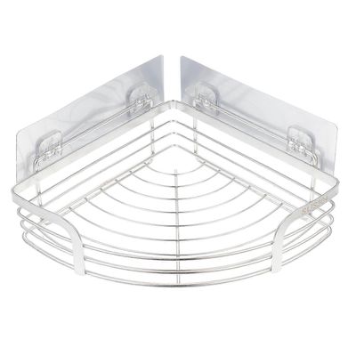 ruostumattomasta teräksestä valmistettu suihkuhylly kylpyhuoneen säilytysjärjestäjä seinälle kiinnitettävä kulmamalli 20x20cm 1 sarja Hopea