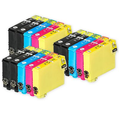 Go Inks 3 Sæt med 4 + ekstra sorte blækpatroner til erstatning for Epson T1636+T1631 (16XL-serien) Kompatibel/ikke-OEM fra Go Inkks (15 blæk) Sort/...