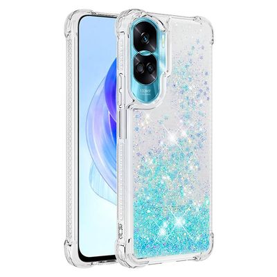 Glitter puhelinkotelo Honor 90 Lite 5g:lle, liikkuva kiiltävä Tpu-kansi Sininen pentagrammi