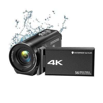 Videovideokamera kamera 4K Ultra HD 56MP 30FPS kamera, 18X digitaalinen zoom vedenpitävä videokamera Musta