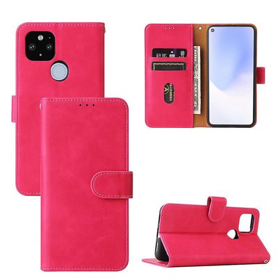 Etui til Google Pixel 5a 5g Cover Premium læder med kortholder Flip Folio magnetisk etui Etui Coque - Sort Pink