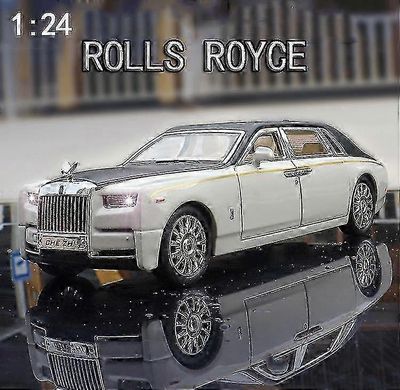 1/24 Alloy Diecast Rolls-royce Phantom Model Leluauton simulointi Äänivalo Vedä takaisin Kokoelma Lelut Ajoneuvo lapsille Lahjat musta laatikolla