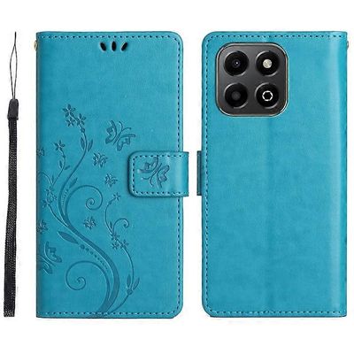 Yhteensopiva Honor 200 Smart 5G -kotelon kuvion kanssa, painatus PU-nahkainen puhelimen lompakkokuori hihnalla Sininen