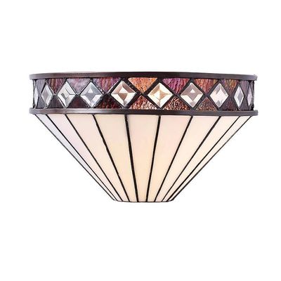 Interiors 1900 Lighting Fargo 1 Lys Indendørs Væg Uplighter Mørk Bronze med Tiffany Glas, E27