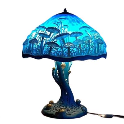 Maalauslasi sieni pöytävalaisin vintage pöytävalaisimet koristeellinen yöpöytävalaisin makuuhuoneeseen olohuone kotitoimisto sisustus lahja D