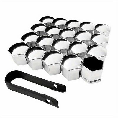 20 kpl auton pyörän mutteri suojakannen mutteri ruosteenestoaine auton pyörän navan mutteri auton rengasmutteri ulkokoriste Hopeointi 17mm