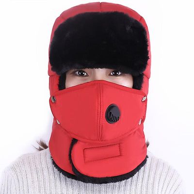 Varychmoo Unisex Vinter Varm Solid Hatte Trapper russiske Trooper Earflap Vandtæt Ski Ansigtsmasker Rød