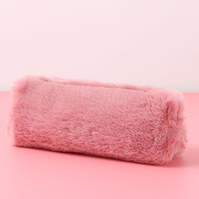 Cute Fashion Plys Lynlås Blyant Taske Brevpapir Pose, Mørk Pink Color