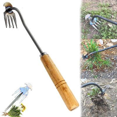 Wtowin Garden Weeder Puller, Uprooting Weeding Tool Weeding Artefakt Tool, Deluxe 4-klør Metal Weed Removal Weeding Tool Easy Root Remover B 50cm