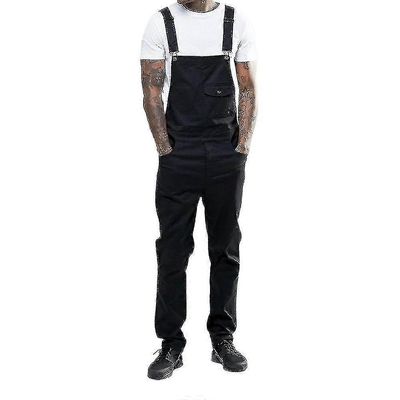 Miehet Slim Fit Denim Haalari Bib Romper Rento Haalarit Dungarees Musta XL