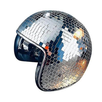 Disco Ball Hjelm Med Uttrekkbar Visir For Nattklubb Kule Rekvisitter Sølv