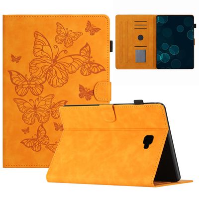 For Samsung Galaxy Tab A 10.1 (2016) T580 T585 kortholder Nettbrettveske påtrykt skinnstativ Nettbrettdeksel Gul