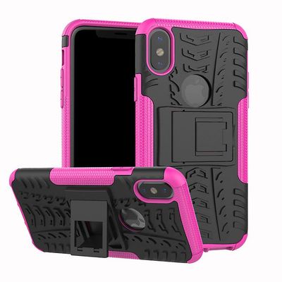 Stødsikker rustningskasse til iPhone 2020/07/8 med støttefod all inclusive cover pink rpc2009