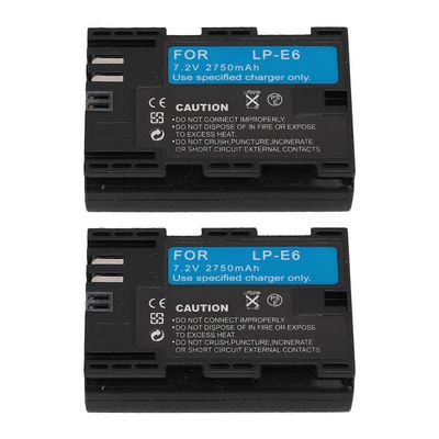 2kpl kameran akku 2750mAh 7.2V LP E6 E6N R5 R6 90D 60D 70D 80D 5D II 5D III 5D IV 5Ds 6D 6D II 7D 7D Mark II kamera