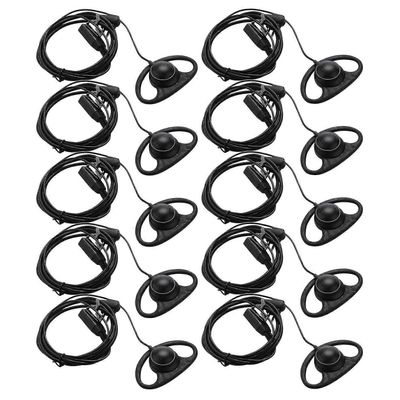 10x 2-nastainen Advanced D-muotoinen clip-ear ptt-kuuloke kuuloke mikrofoni 2-suuntaisille radioille gp88s gp300 gp68 gp20 tao musta