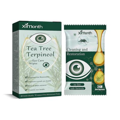 Silmäluomien puhdistuspyyhkeet, silmäpunkkien poistopyyhkeet, teepuuöljy silmäluomipyyhkeet kuiville silmille puhdistuspyyhkeet kutiavat silmät 60pcs
