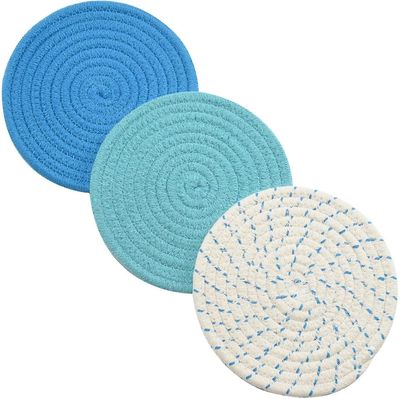3pcs Pot Holders Set Trivets Pot Holders Coasters Hot Pads Hot Mats (blå)