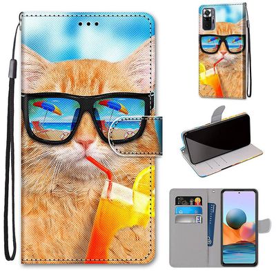 Foxdock Kompatibel med Xiaomi Redmi Note 10 Pro Max Cat Drinking Soda Mobile Case