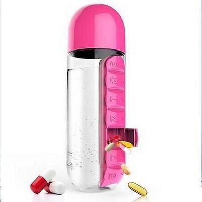 Witdreamer Rejse vandflaske med pilleholder boks Pink