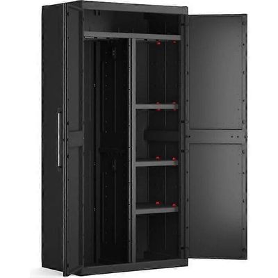 KETER DETROIT XL Säilytyskaappi - 2 ovea - 4 hyllyä, joista 2 säädettävää - P 89 x S 54 x K 182 cm - Musta
