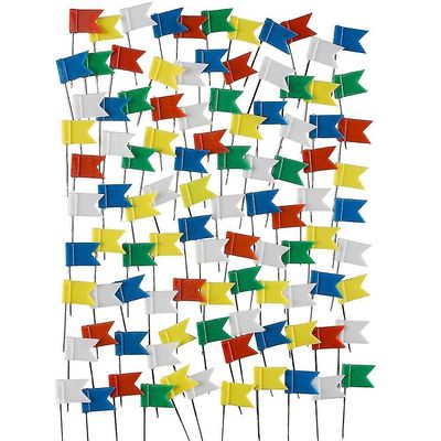 100 kappaletta merkkilippuja XXL-pakkauksessa; Lippunastat viidessä värissä pin-levyille, kartoille ja maailmankartoille (1 x 100 kpl)