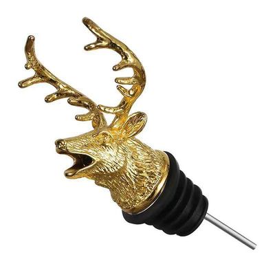 1pcs Jagermeister Wine Pourer Sink Alloy Wine Stopper Drinker Bar Verktøy Hjort Elk Gyllent hjortehode
