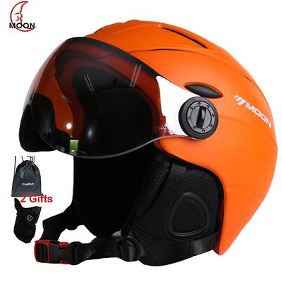 Moon Ski Hjelm Cover til mænd Kvinder Ultralight Integreret støbt Høj Kvalitet Snowboard Skateboard Snow Helmet med beskyttelsesbriller Orange L(58...