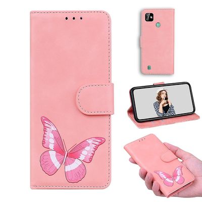 Etui til Infinix Smart Hd 2021 Butterfly Cover Premium Læder Magnetisk- Pink