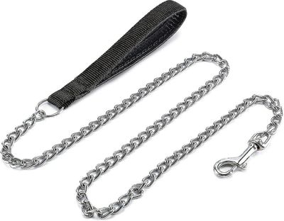 Riyan Metal hundesnor, kraftig tyggesikker kæledyrssnorkæde med polstret håndtag til store mellemstore hunde, 4.0 mm x 6 fod (pakke med 1) 1,8 Mio. L