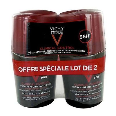 Vichy Homme Klinisk kontrol Detranspirant Deodorant Anti-Odor 96H 2 x 50ml