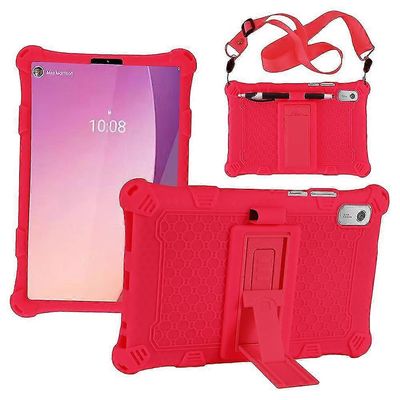 Lenovo Tab M9 PC + silikoni iskunkestävä tablettikotelo säädettävä jalustan suojus olkahihnalla Punainen