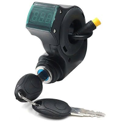 E-Bike Lgnition Lock -avain Peukalo Kaasu Volttimittari Digitaalinen jännitenäyttökytkin 3Pin KUGOO M4 X:lle Musta