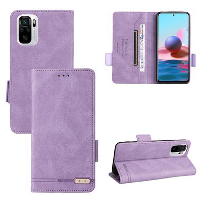 Gangxun Etui til Xiaomi Redmi Note 10s læderetui Folio Flip med kreditkortspor Etui Coque Lilla