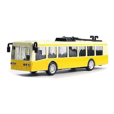 Hxetlv 1:87 Simuleringslegering skolebussmodell med belysning og lydeffekter (gul)