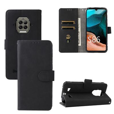 Etui til Doogee S86 / S86 Pro Cover Premium læder med kortholder Flip Folio magnetisk etui Etui Coque - Sort