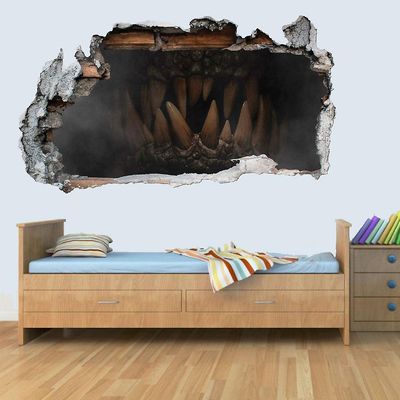 giZmoZ n gadgetZ breakout dinosaur jura tenner 3d barn veggkunst dekal vinyl klistremerke knust Extra Large 72x120cm