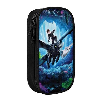 i457 Kuinka kouluttaa lohikäärmeen hampaatonta kynäkoteloa Suurikapasiteettinen kynäkotelo Kaksinkertaiset vetoketjut Kynälaukku Toimiston paperita...