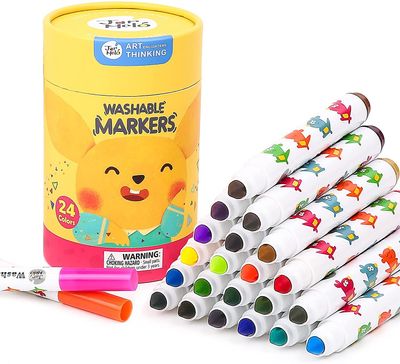 Sofirn Vaskbare markører til børn; 24 Count, Ikke-giftige, Toddler Marker, Kids Markører, Art School 24 farver