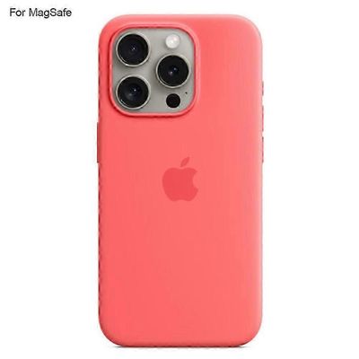 Aoui IPhone 15 Pro Max -kotelolle, joka on yhteensopiva MagSafe-nestemäisen silikonipuhelimen takakannen kanssa [Induction Popov Syvä vaaleanpunainen