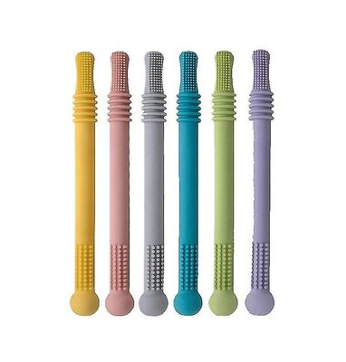 6pcs spedbarn baby silikon tenner hule tenner leketøy anti-spise hånd molar pinne