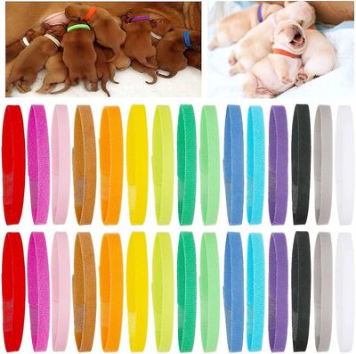 15/30 stk Puppy Whelping Collars Nyfødte kæledyrshalsbånd Dobbeltsidet blød justerbar Id Bands Hvalpehalsbånd Til kuld Nyfødt Kæledyr Hund Kat 15 F...