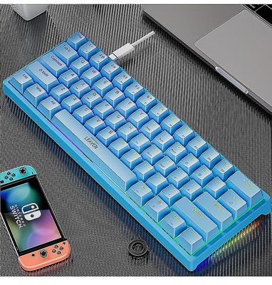 K620 Hotswap Mini Gaming mekanisk tastatur 61 taster RGB Type-c kablet gamingtastatur Pbt-taster 60% ergonomiske tastaturer blå Blue Switch