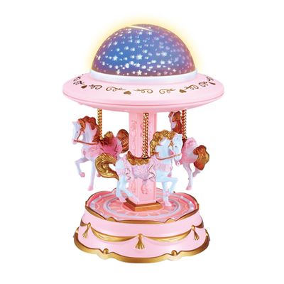 Kuankuanbao Carousel Music Box för flickor Creative Star Projection Lantern Carousel Music Box Music Box Girl Holiday Gift Rosa