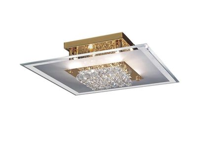 Inspired Lighting Delmar Flush Square 6 Lys fransk guld, glas, krystal