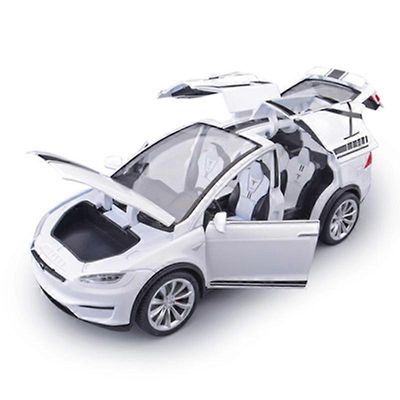 Toy Cars 1:24 Tesla Model X SUV Alloy Car Model Painevalettu metalli Ajoneuvot Automalli Simulointi Ääni- ja valokokoelma Lasten lelulahja Valkoinen