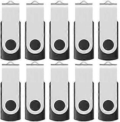 16 Gt: n USB 2.0 Flash -muistitikkuasema Kääntyvät peukaloasemat Bulk 10 Pack, LED-merkkivalolla, (musta)