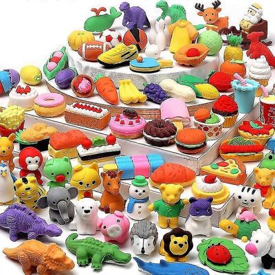 50 pakkausta eläinten pyyhekumit lapsille Irtotavarana pöytä lemmikit luokkahuoneen palkinnot Aarrelaatikkolelut luokkahuonetarvikkeille, 3D-palape...